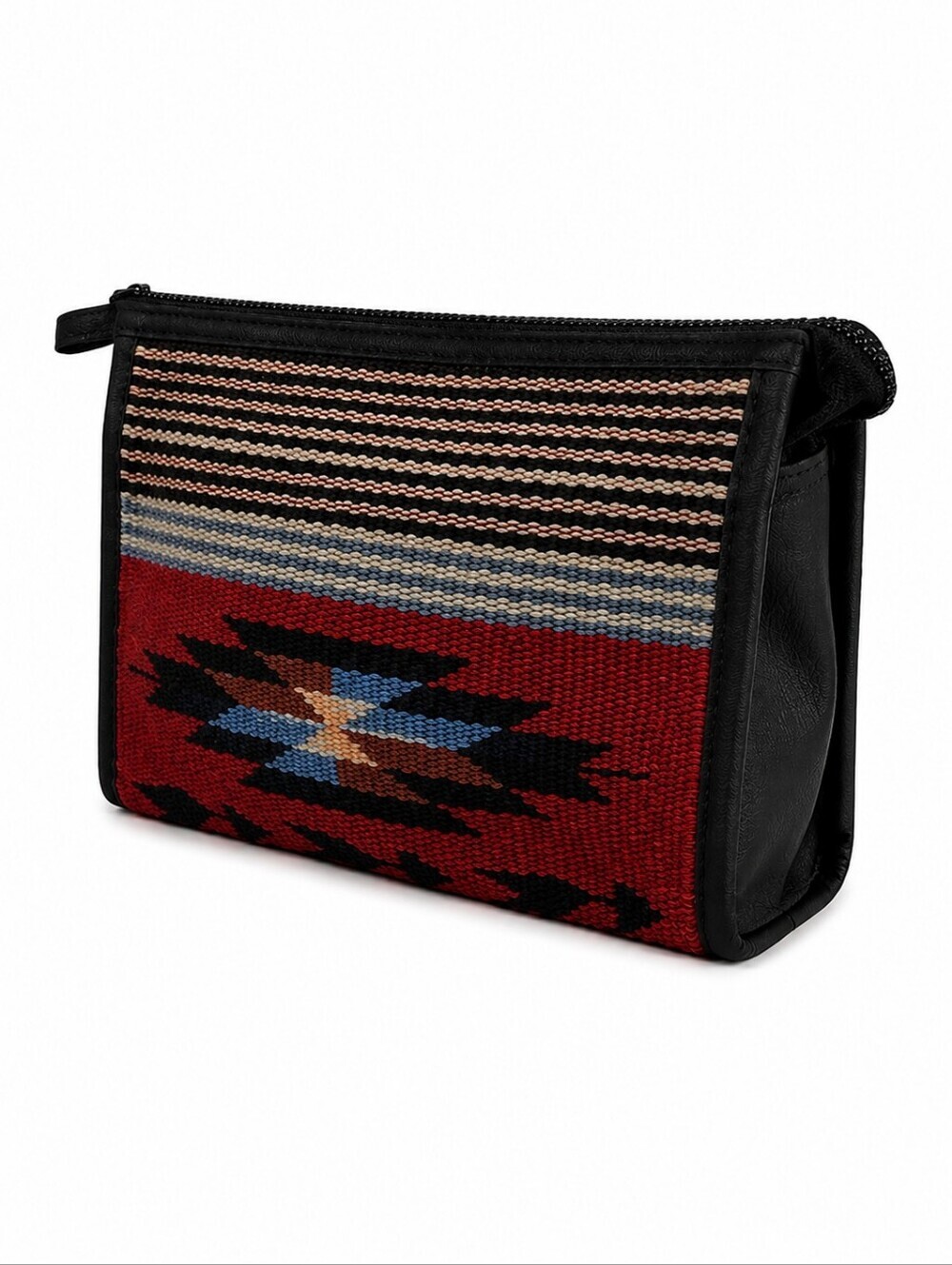 EL PASO SADDLE BLANKET Red Aztec Southwestern Carpet Makeup Bag